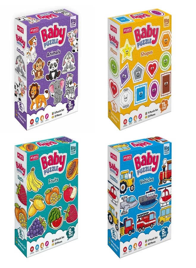 YUIOP - Baby Jigsaw Puzzle for Kids - Explore Animals, Fruits, Shapes & Vehicles - Fun & Learn (4 Packs - 35 Puzzles - 138 Big Pieces) - Image 1